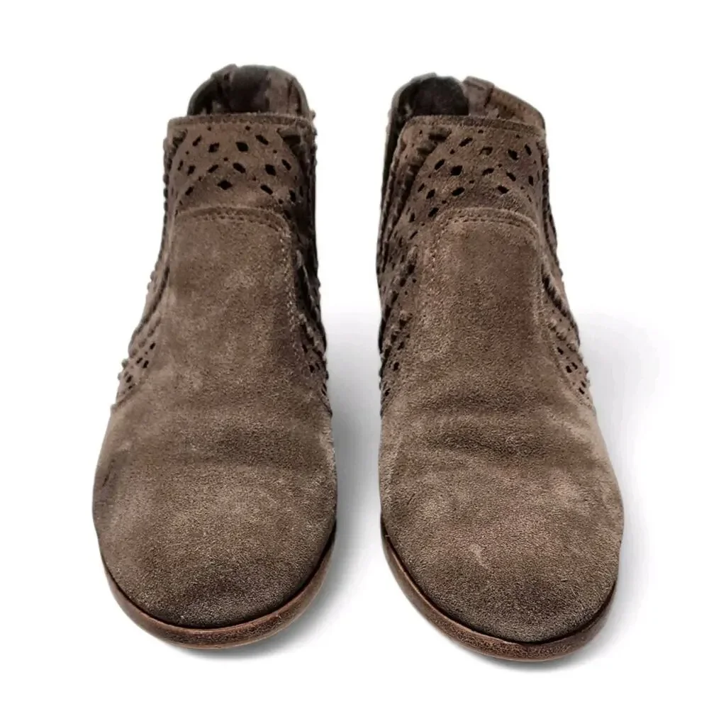 Vince Camuto Gray Suede Prasata Women's Perforated Ankle Bootie Boots Size 10 M